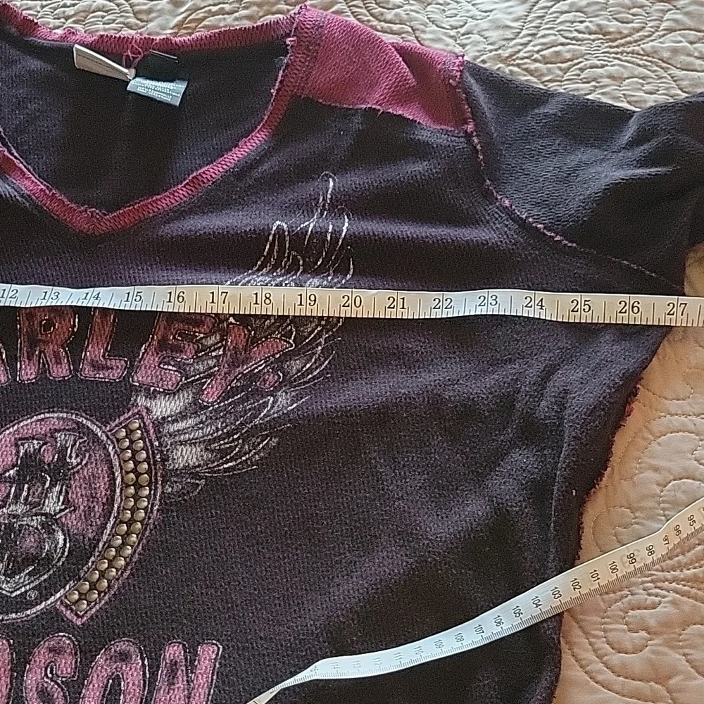 Harley-Davidson Black and Burgundy Long Sleeve Tee - Picture 6 of 7